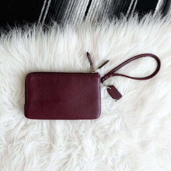 Coach Burgundy Leather Wristlet - Picture 4 of 14